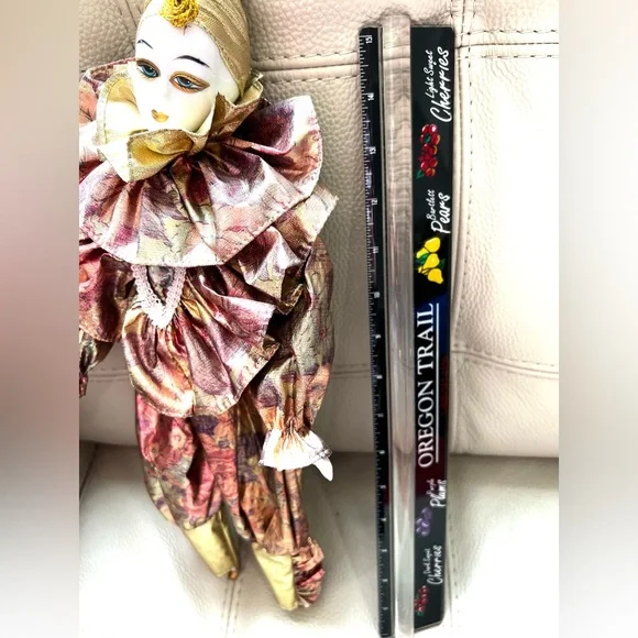 Vintage European Bijoux Brigitte Harlequin style porcelain doll